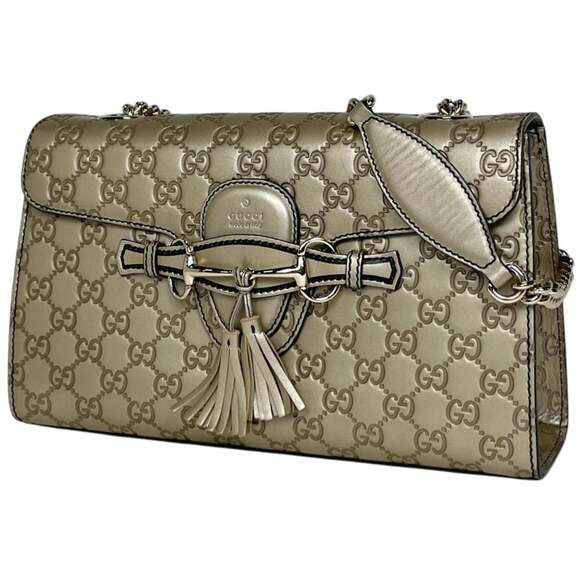 GUCCI Handbags - Gucci GUCCI Guccissima Emily Chain Shoulder Bag Horsebit Tassel Shima Leather...